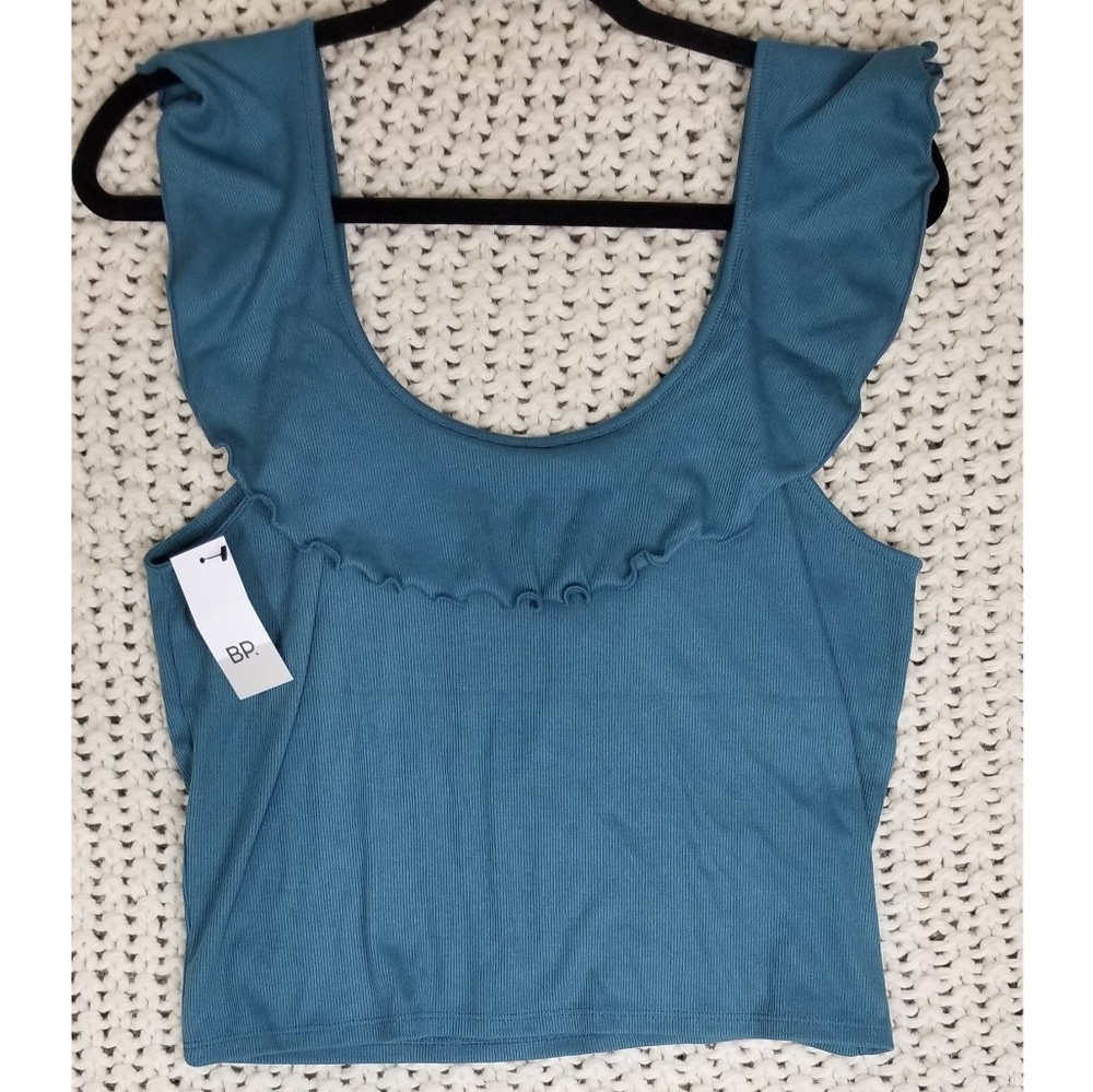 New With Tags! BP Ribbed Ruffle Tank Top - Picture 2 of 5